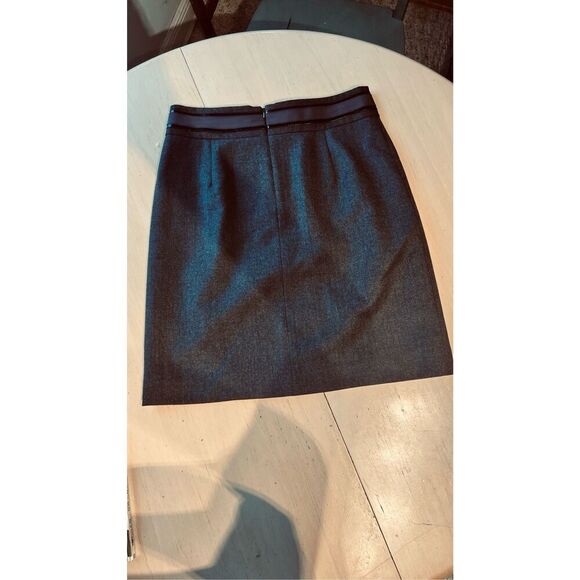 TORY BURCH GRAY SKIRT BLACK PATENT LEATHER TRIM SIZE 8 - Picture 7 of 9